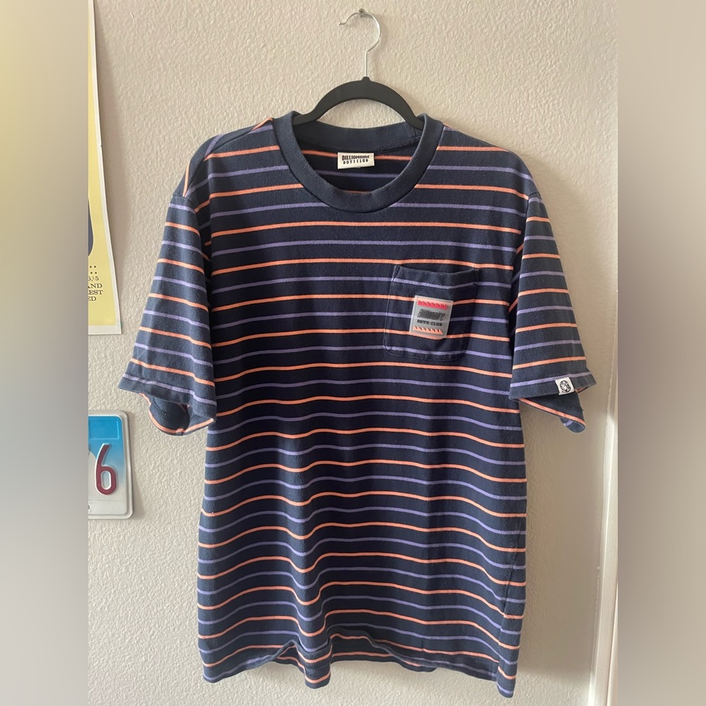 Billionaire Boys Club - Black, Orange, Purple striped pocket tee.